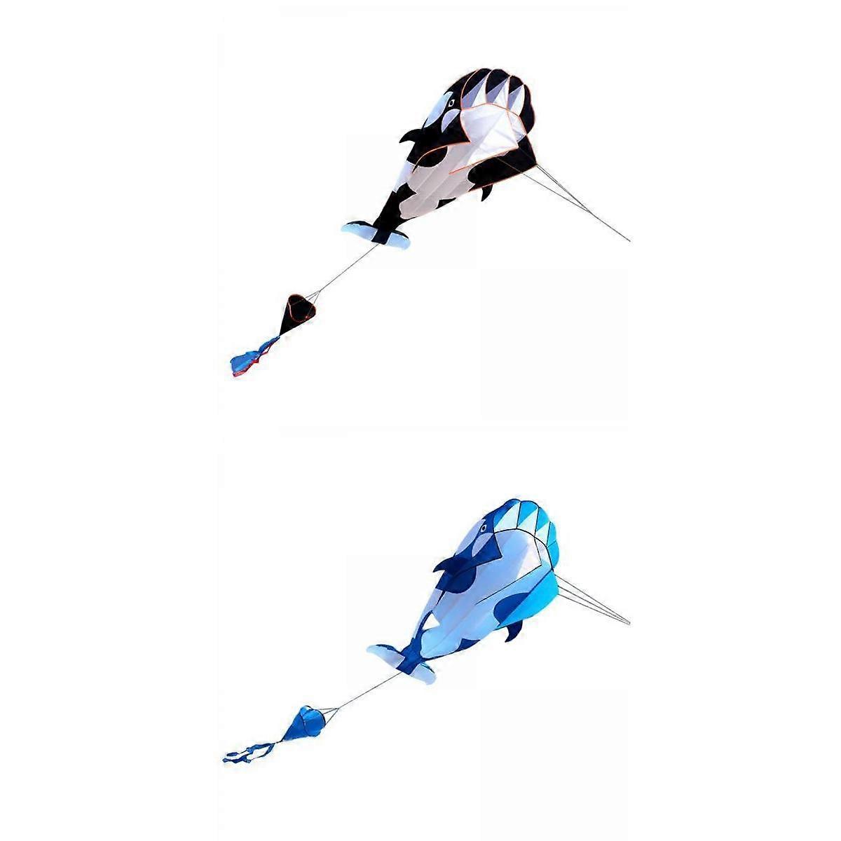 2 Soft Cartoon Killer Whale Kites with 30M Large Kite String for Beach Travel