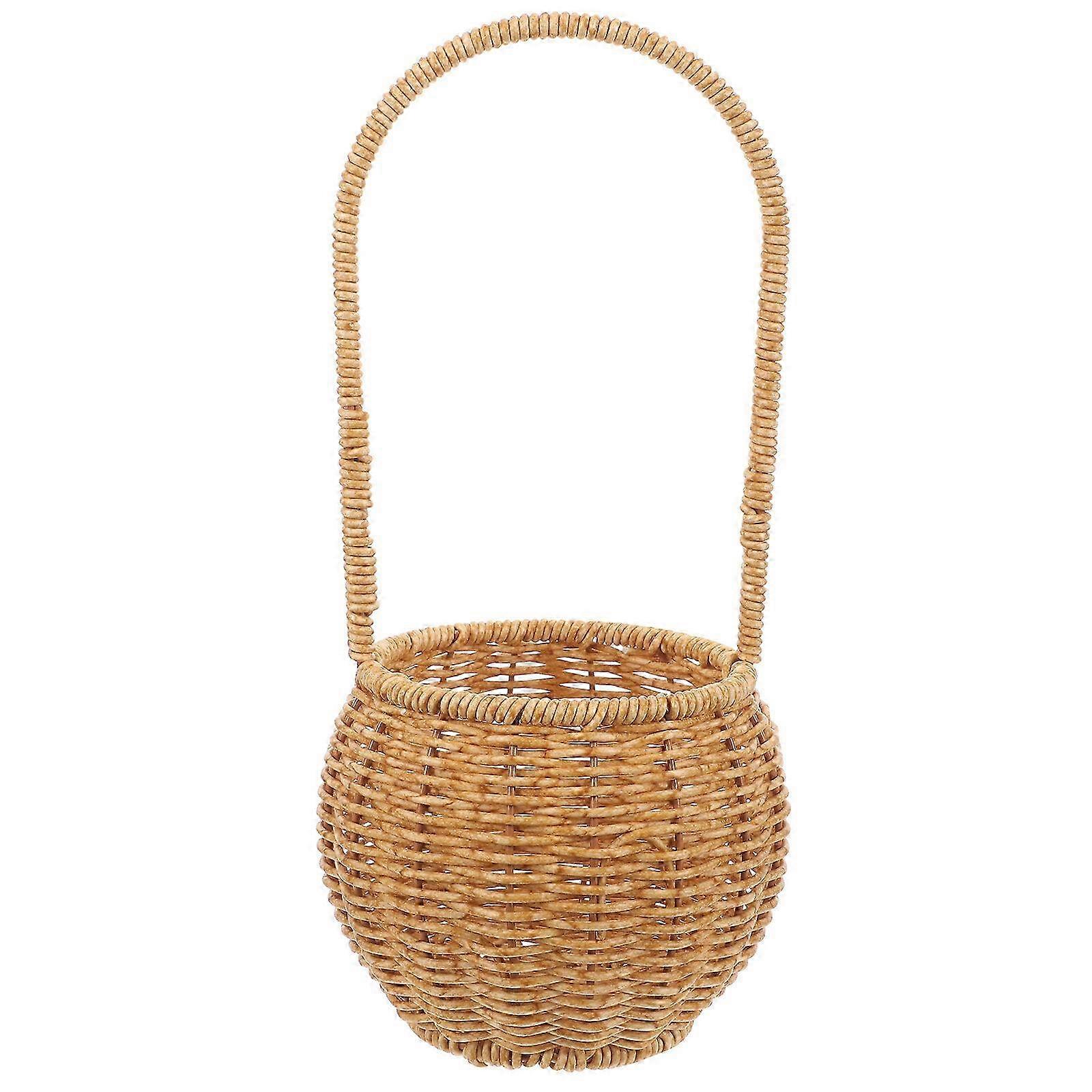 Portable Storage Basket with Handle - 29x12cm Light Brown for Gifts, Flowers, Fruits