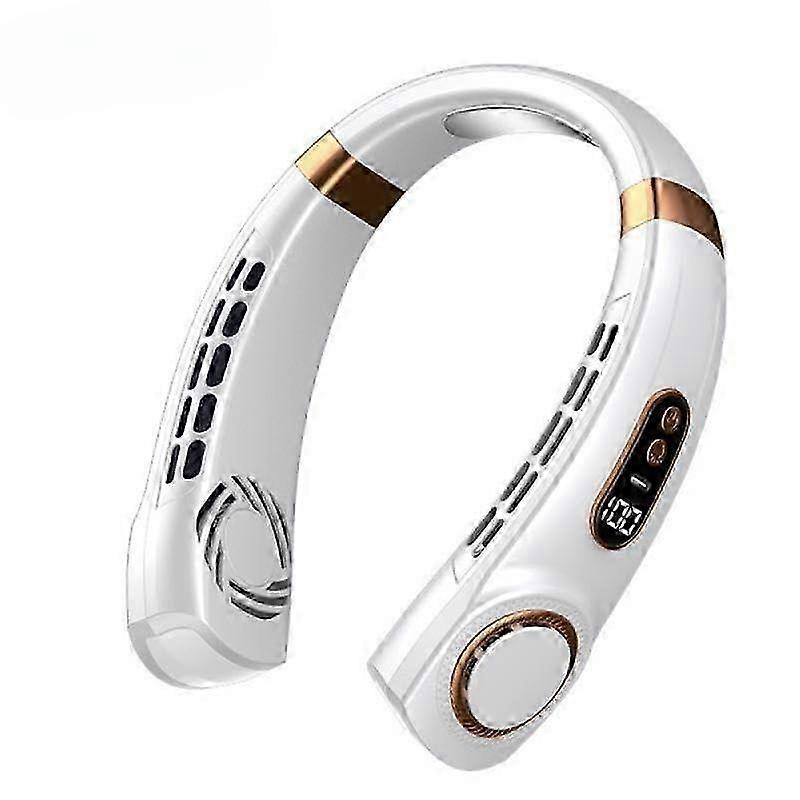 2025 LED Intelligent Digital Display USB Mute Multifunctional Neck Hanging Fan with Colorful Lighting for Outdoor Activities