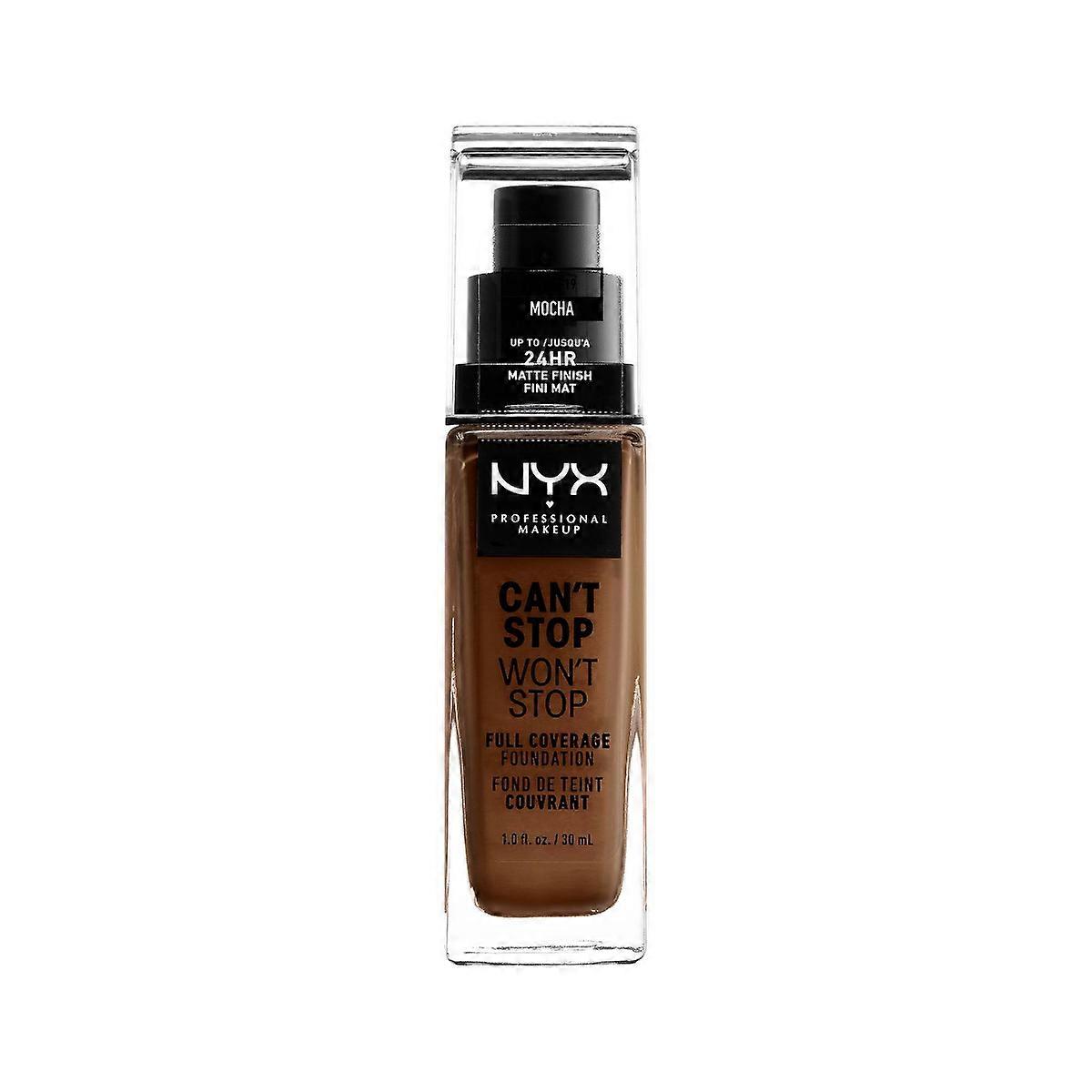 Nyx Professional Makeup Can't Stop Won't Stop 24hr Full Coverage Matte Finish Foundation, 19 Mocha - 1 Fl Oz