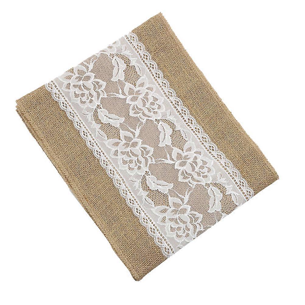 Wedding Table Cloth Jute Cloth Table Flag Protect Table Surface Rectangle Rustic Style 275x30x0.2cm 1Pcs