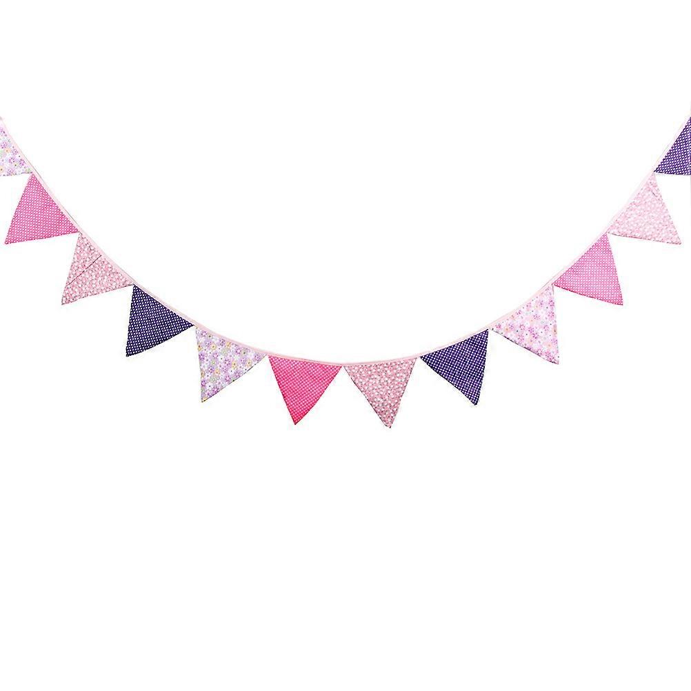 Fiesta Party Decorations Triangle Pennant Flags for Nursery Decor Pink 12Flags in a String
