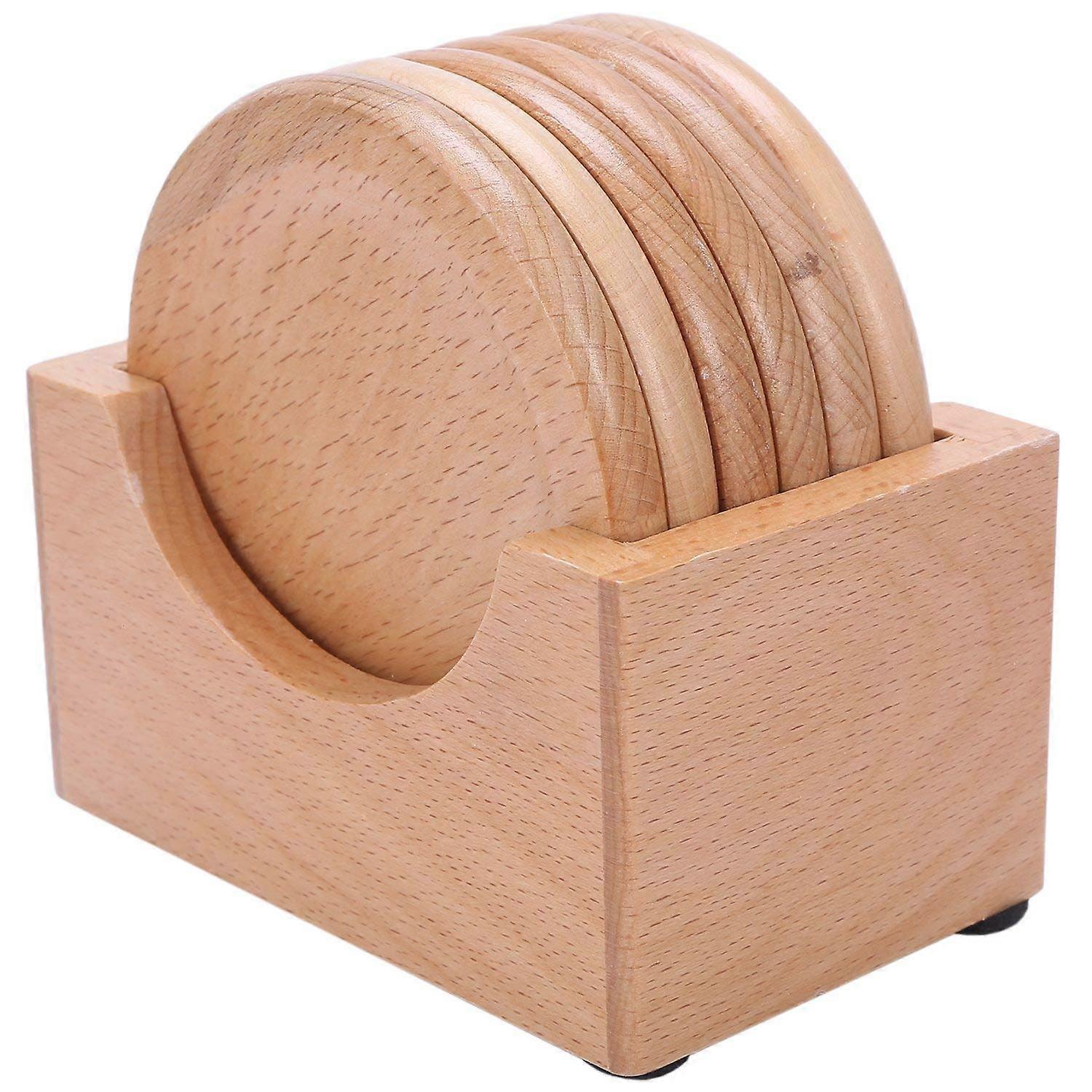 Coffee Cup Wooden Roller Coaster Beech Round Insulation Plate Solid Wood Creative Small Cup Coaster Knitting Table Blanket