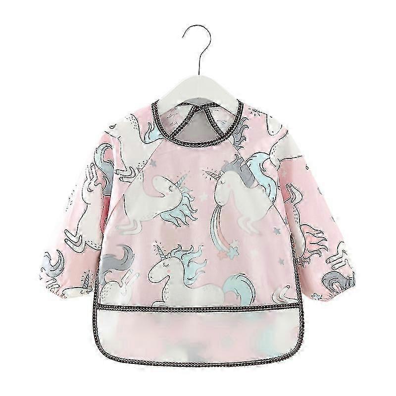 Wasserdichtes langärmeliges Baby-Fütterungskittel-Lätzchen in Rosa, 90CM