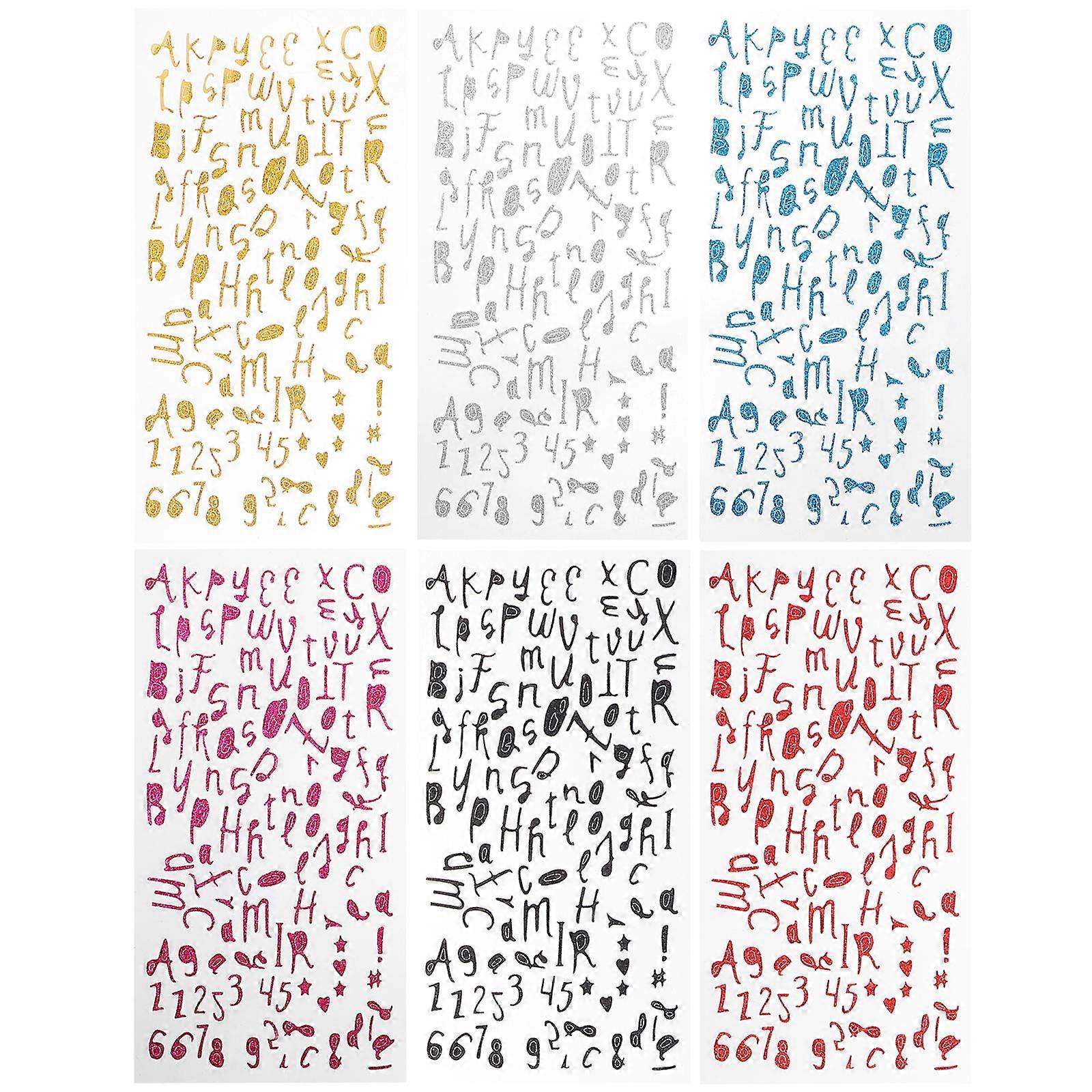 Colorful Small Letter Stickers Multi-Function Letters Numbers Decals DIY Crafting Good Material Alphabet Shape 6 Sheets