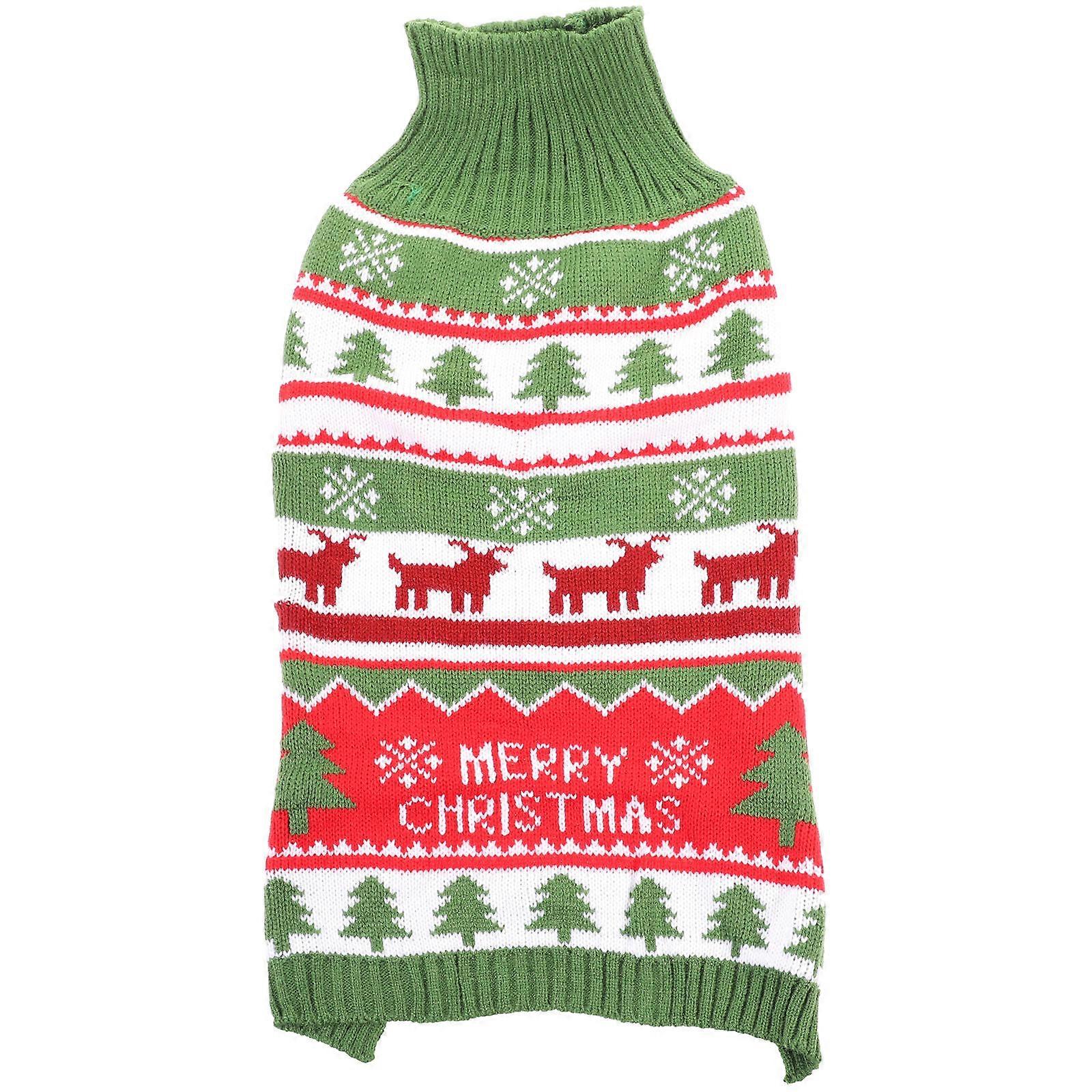 Pet Knitted Sweater Elk Pattern Christmas Style Warmth Daily Wearing XXL Light Green 1Set