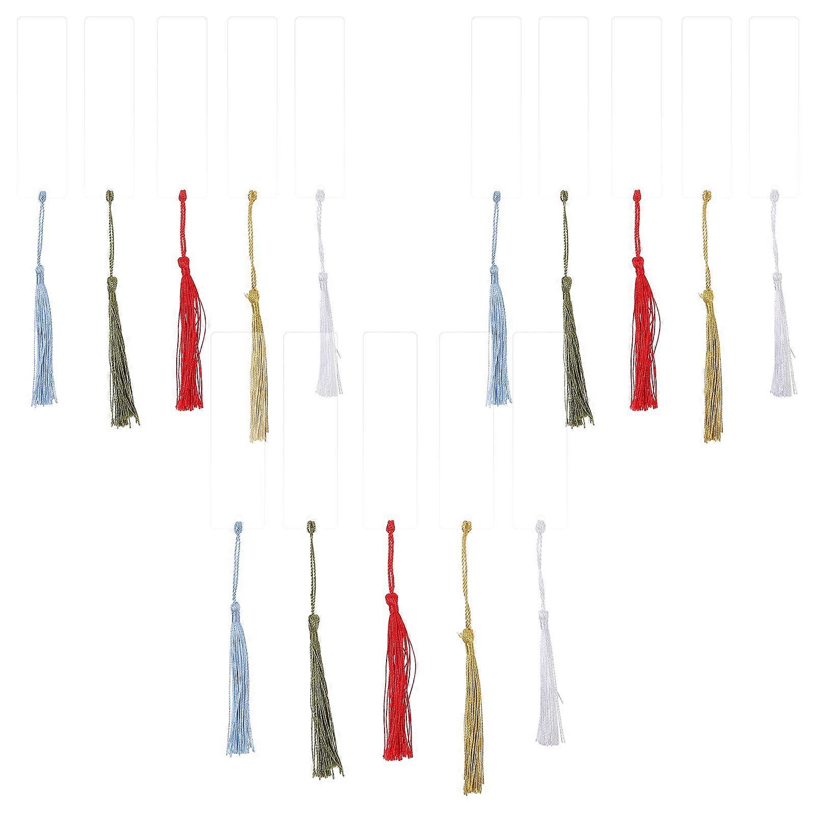 15pcs Acrylic Bookmarks Tassel Bookmarks Page Marker Blank Bookmark for Crafts