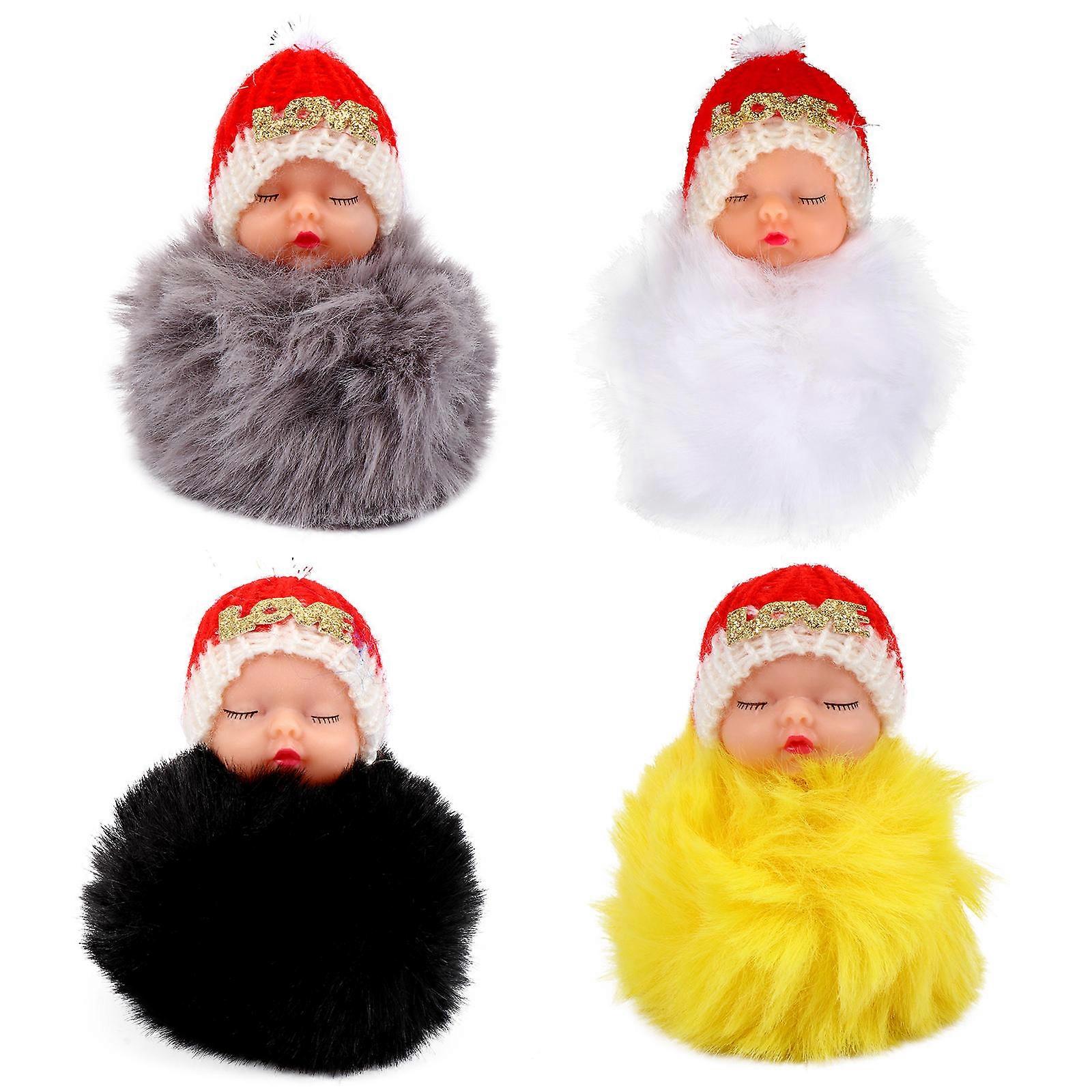 Soft Toy Keyring Cute Fuzzy Keychain Charm Accessory Purse Backpack 8x8cm 4Pcs