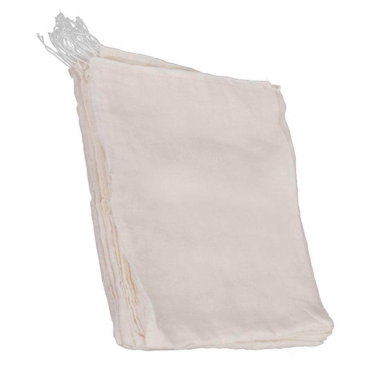 Cotton Drawstring Bags Filter Bag Tea Brewing Juice Filtering Rectangular 10Pcs