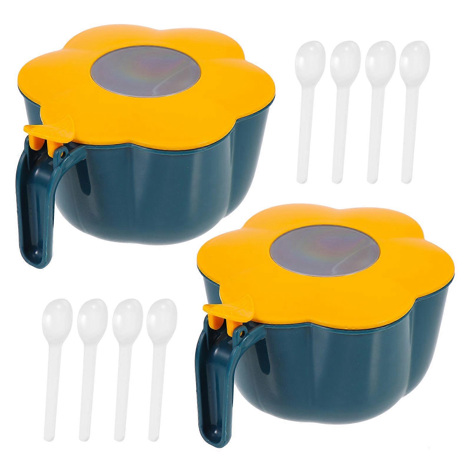 Household Spice Container Kitchenware Home Use Blue Color Multi-grids Seasoning Box 2 Sets