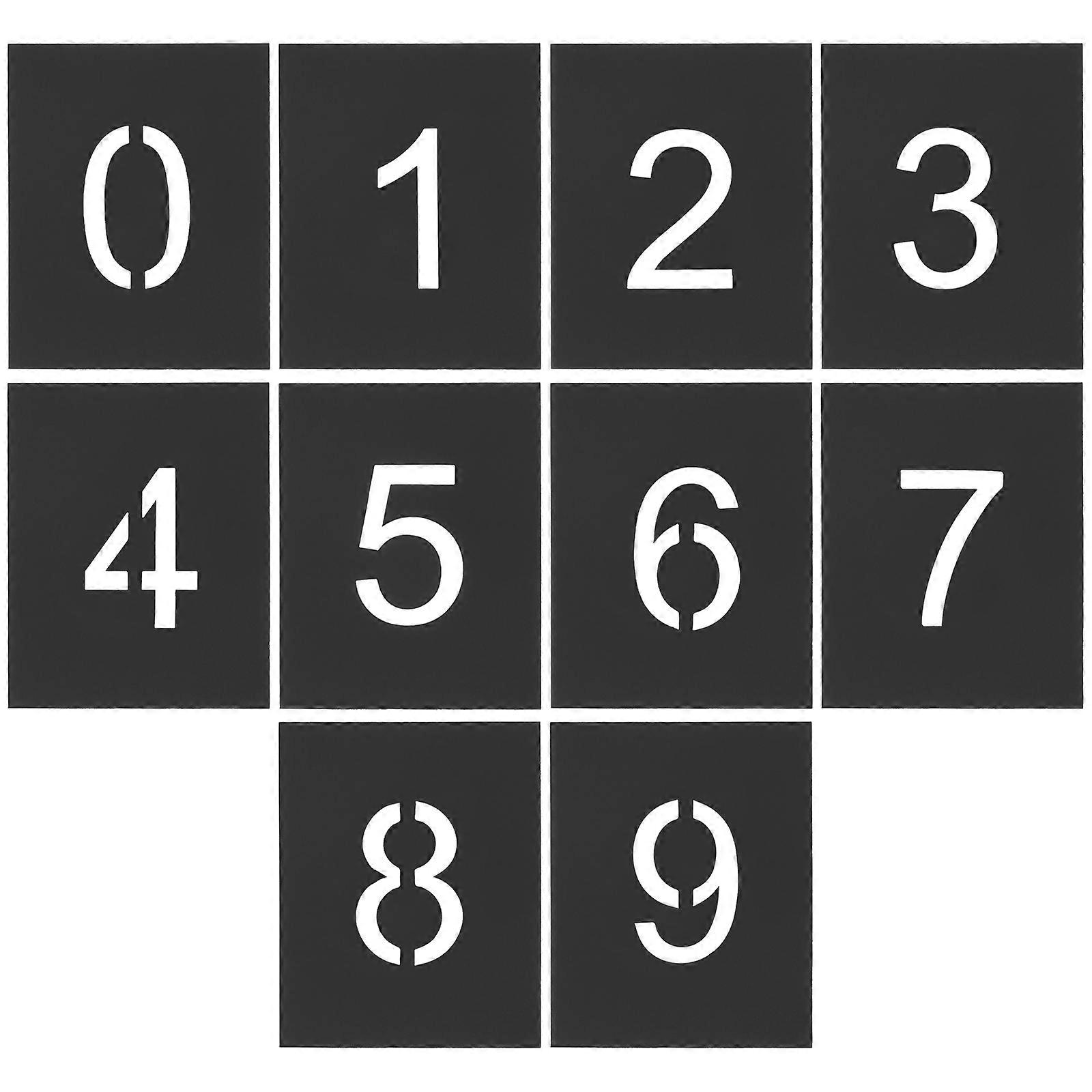 Number Stencil For Crafts And Decorators Reusable Plastic Material 10Pcs