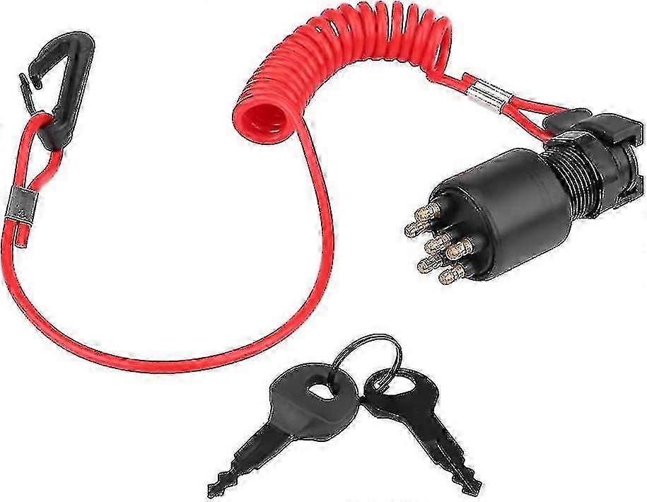 Ignition Key Switch, Ignition Key Switch & Safety Lanyard For Johnson Evinrude Boat 5005801-sfygv
