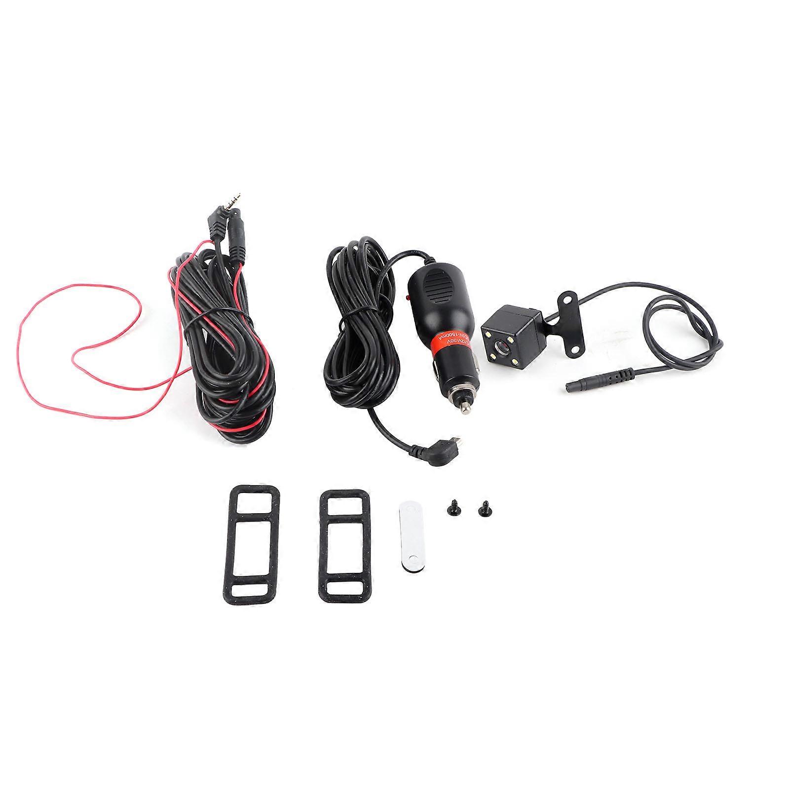 Front and Rear Dash Cam with 5.5 inch Touch Screen, 3 Lens, 1080P Night Vision, Car Rearview Mirror, Reverse Assist