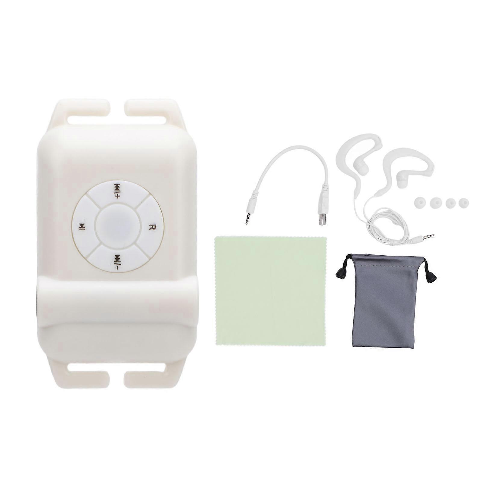 Lecteur MP3 étanche IPX8 avec écouteurs, lecture de musique MP3 WMA, lecteur de musique pour la natation, le surf, la course à pied, blanc, 8 Go