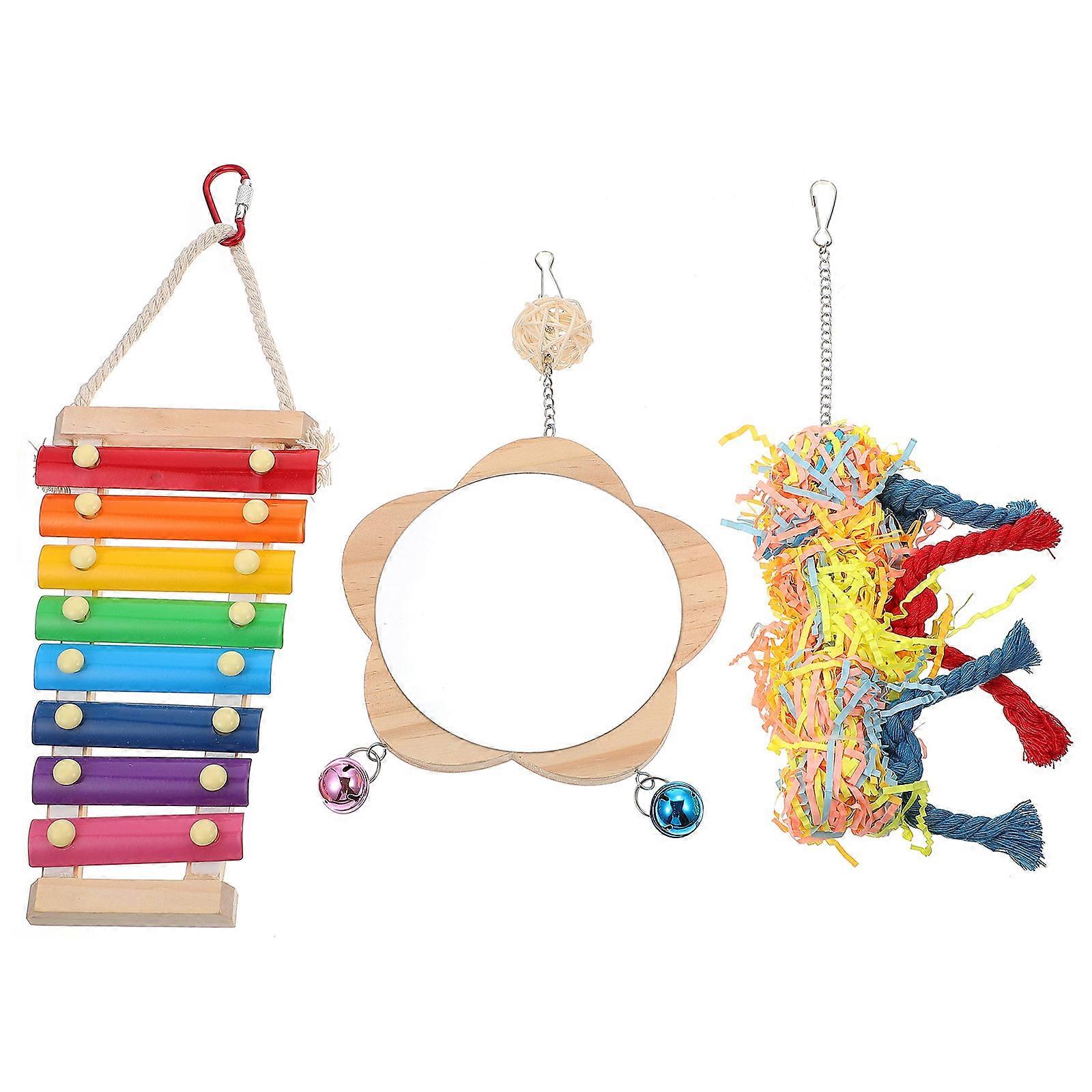 Parrot Bite Toy Plastic Assorted Color for Pet Use Suitable for All Parrots 3 Pcs
