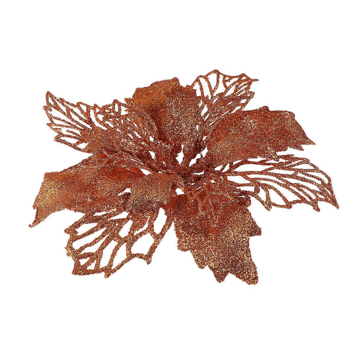 Flower Ornaments Chocolate Color Christmas Decorations Hollow Out Shape For Diy Crafts 1Set