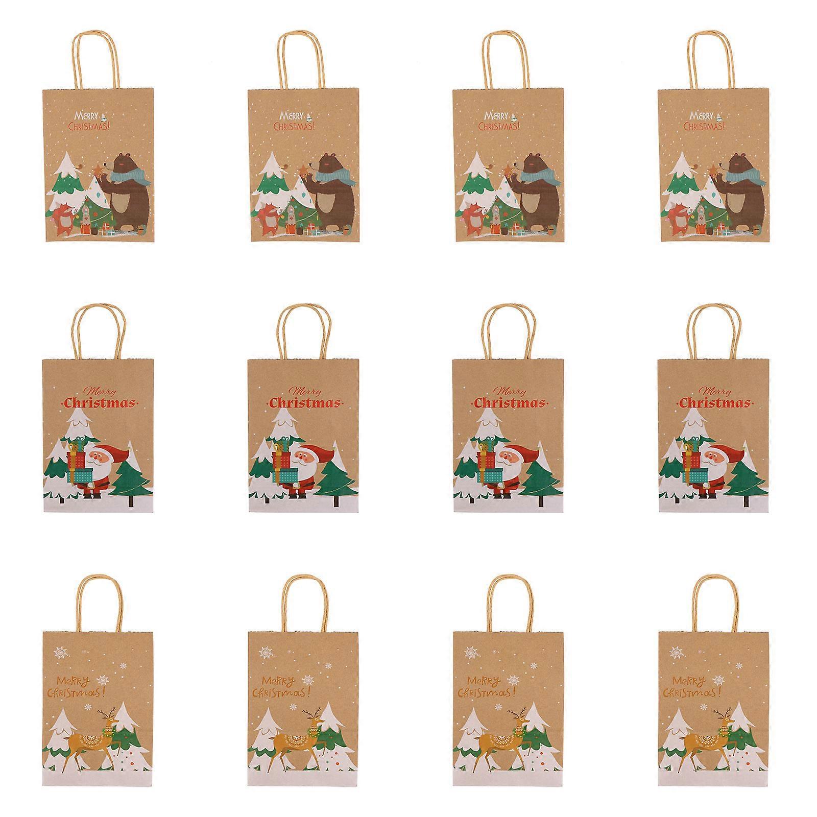 present Bag Tote For Christmas Decorations And Storage Carrying Square Bottom Durable Recyclable 24Pcs