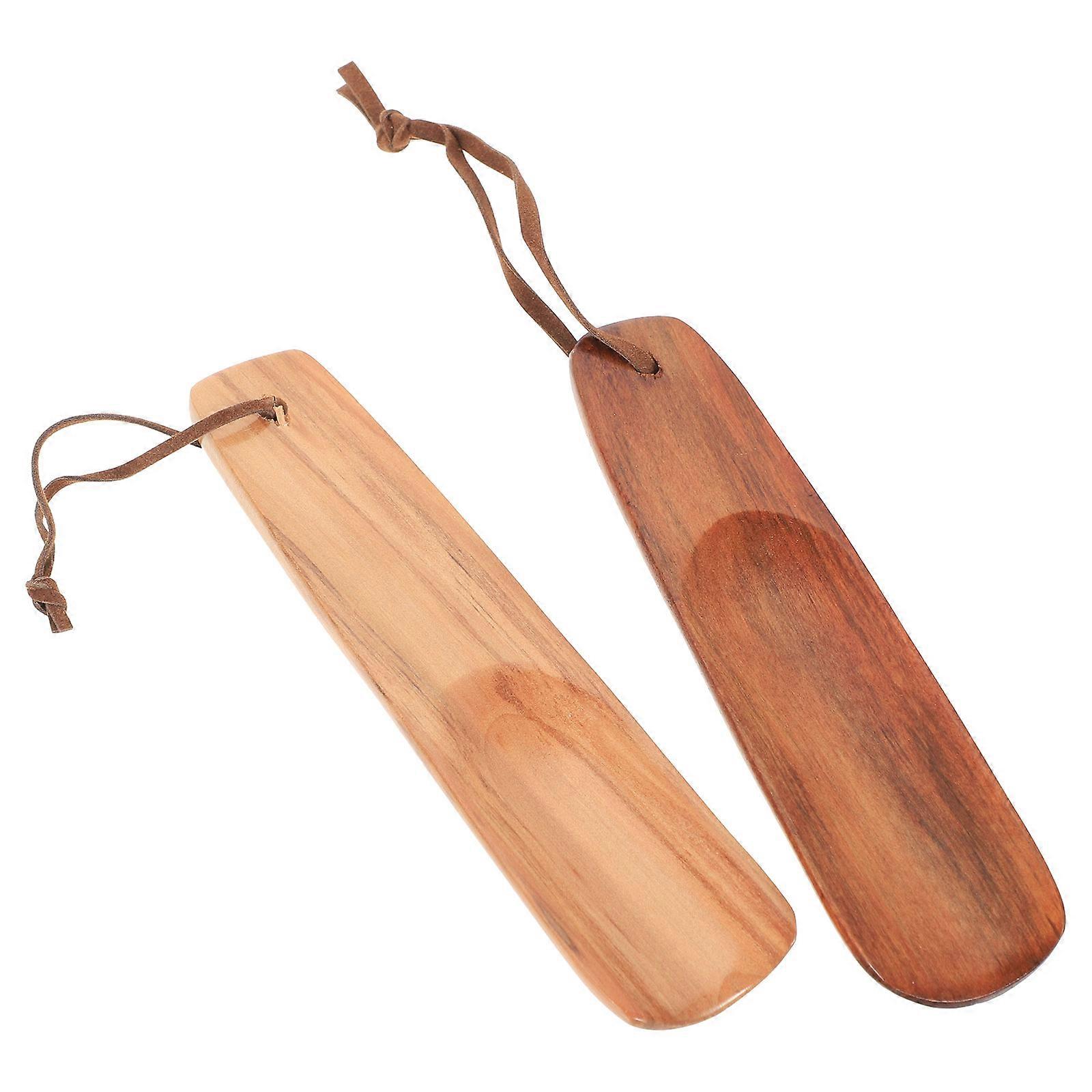 Portable Shoe Horn Household Shoe Helper Wooden Design Daily Use 2Pcs
