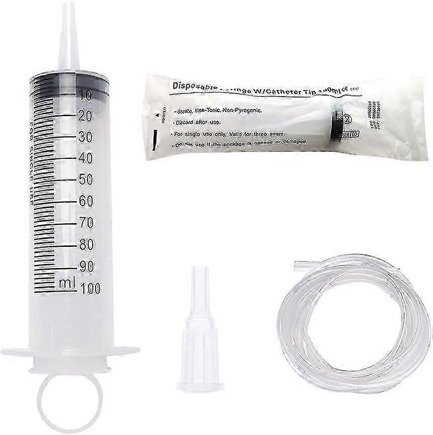 100mL Large Plastic Liquid Measuring Tool with 130cm Tubing and Cap Plastic Liquid Filling Tube for Laboratory Animal Feeding Plant Watering Individua