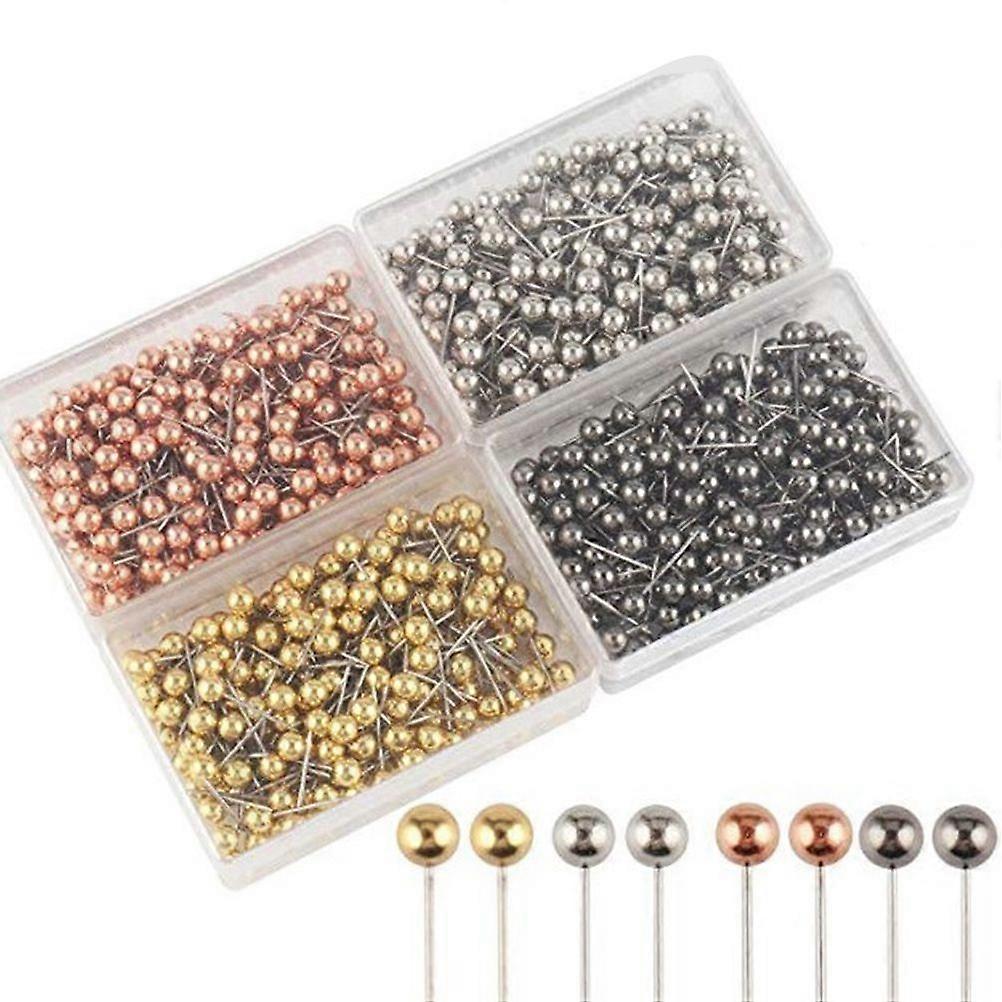 800pcs 4 Colors Round Head Map Flag Push Map Tacks for School Home Office