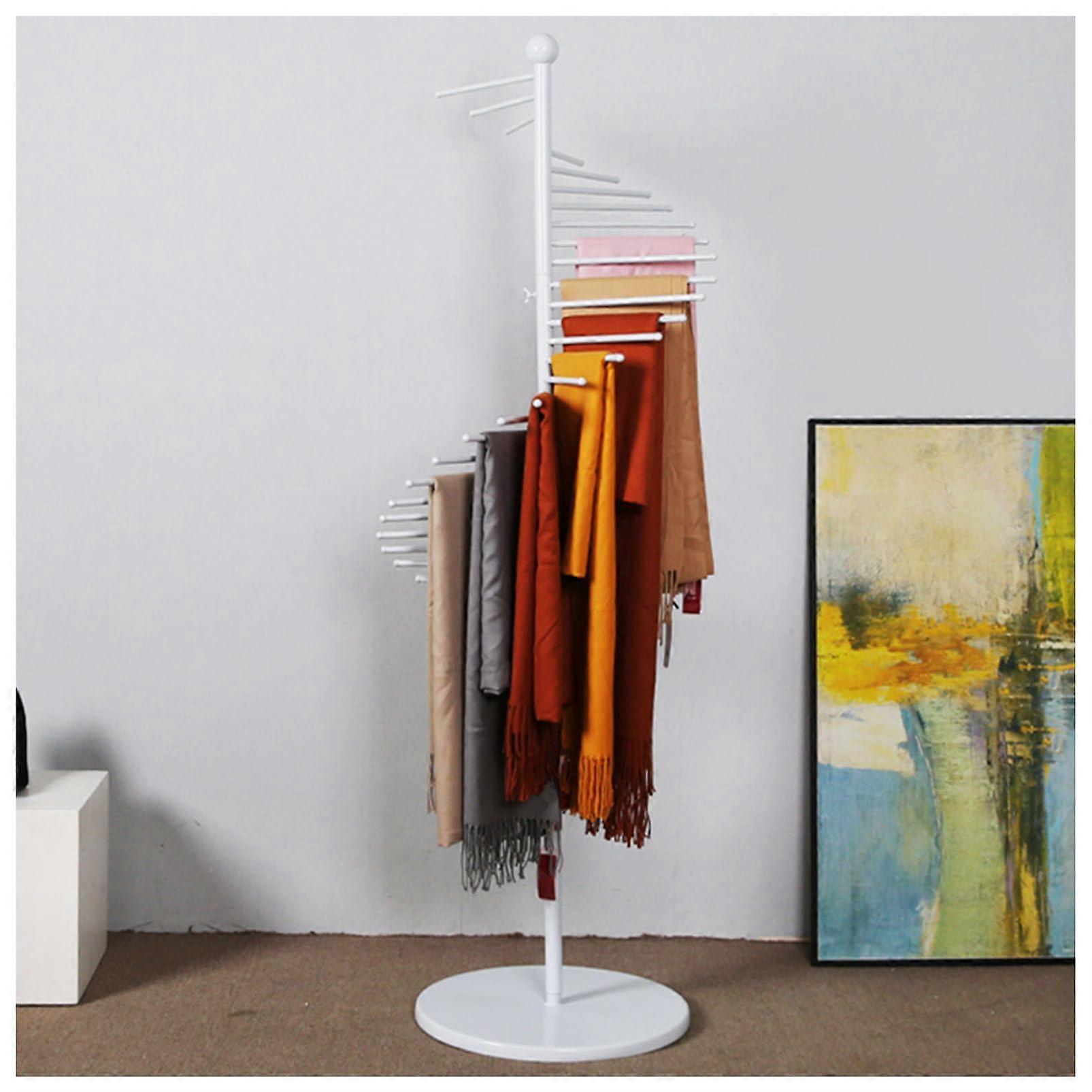 Metal Stand for Scarves and Belts, Self-Supporting Spiral Design, Space-Saving Organizer Rack, White 42CM x 150CM