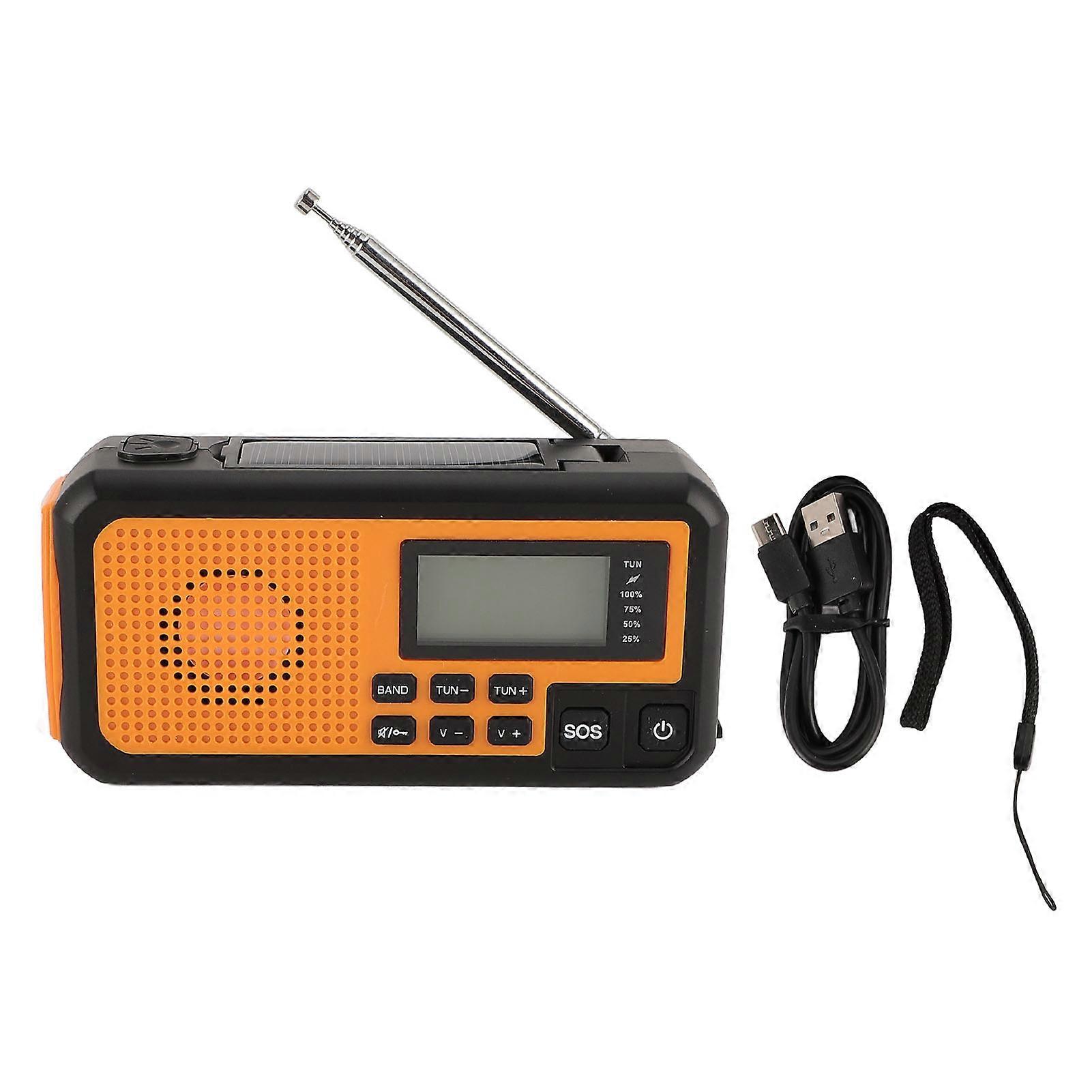 Emergency Radio with Hand Crank, Solar & USB Charging, SOS Alarm, LED Flashlight