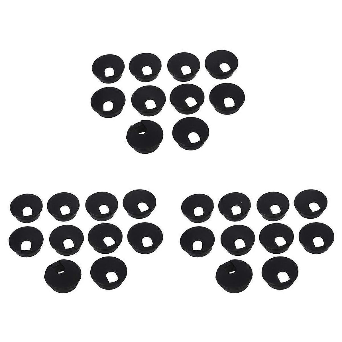 30 Pcs 35mm Black Cable Grommet Cable Outlet Desk Table Wire
