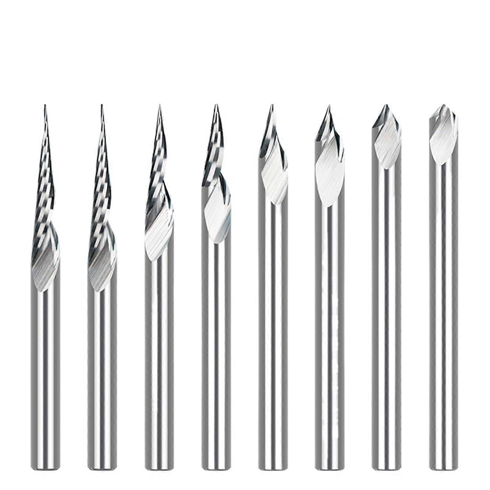 3.175mm V Shank Slotted Cutter Tungsten Carbide Router Bit 20/30/45/60 Degree for PCB 3D Engraving (45D x 0.2)