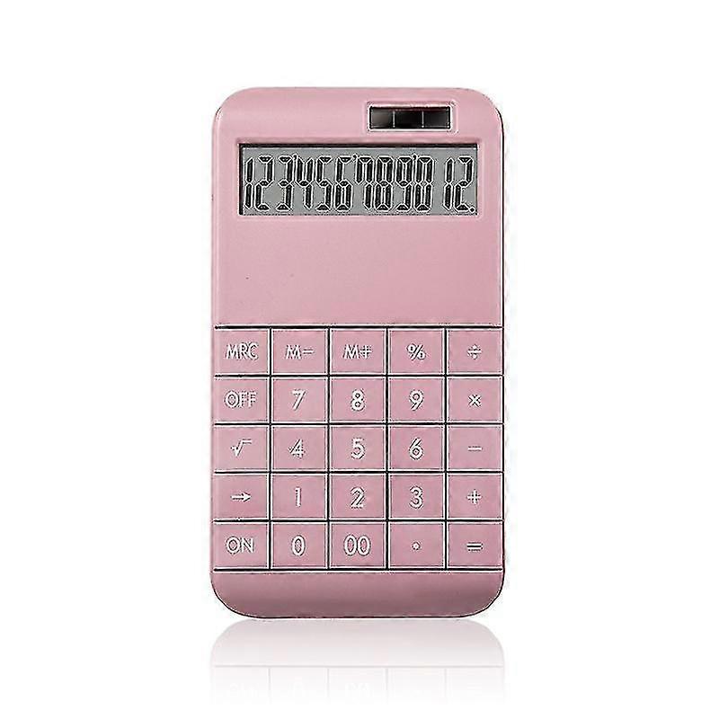 Portable Desktop Calculator with Solar Battery for Business and School, Handheld Pocket Size, Pink