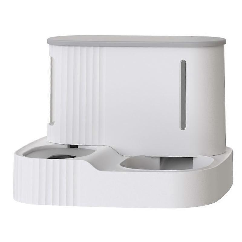 Gray automatic 2-in-1 cat feeder and water dispenser, gravity pet feeder