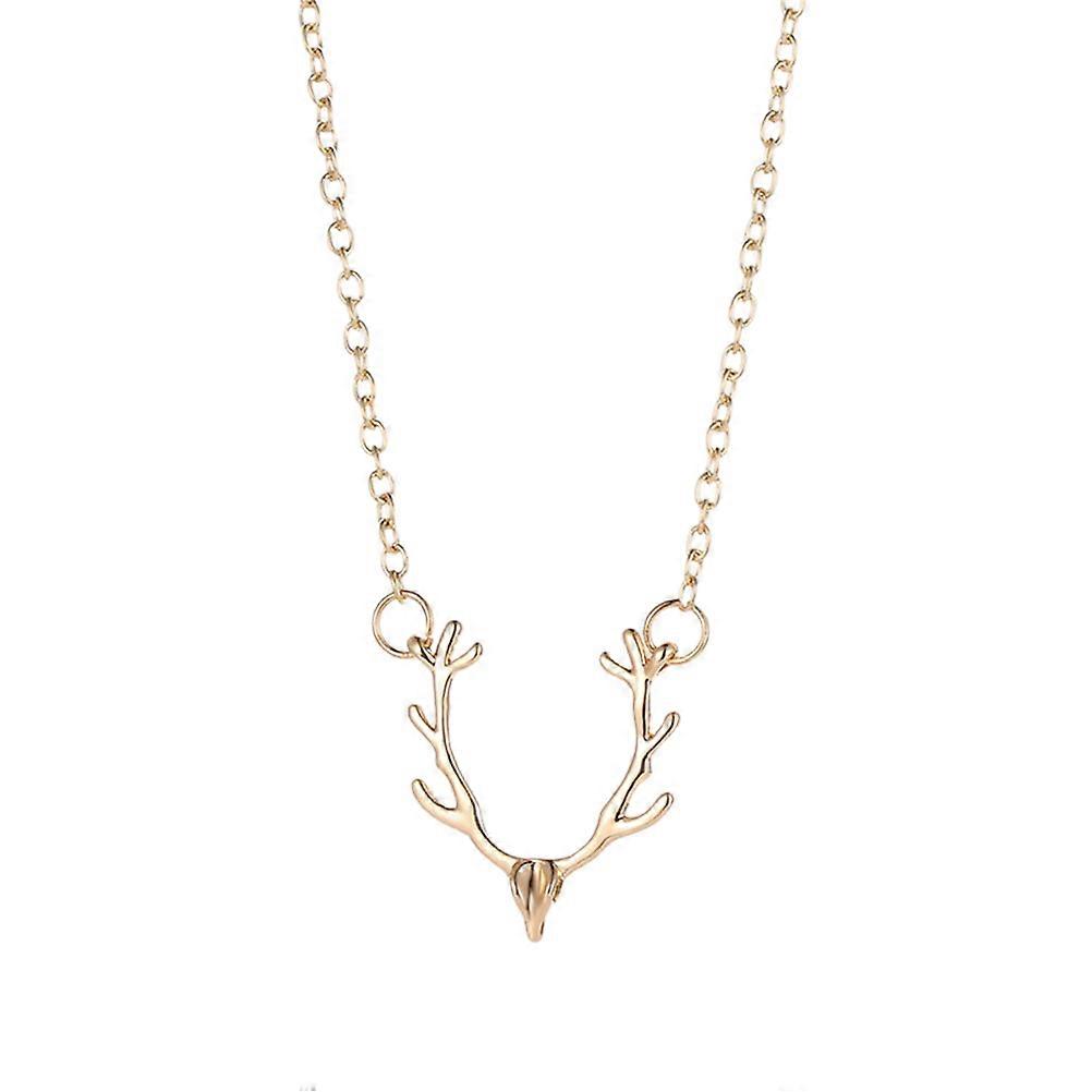 Delicate Necklaces For Women Christmas Elk Antler Pendant Elegant Jewelry Accessories Golden 55x2.5cm Design 3Pcs