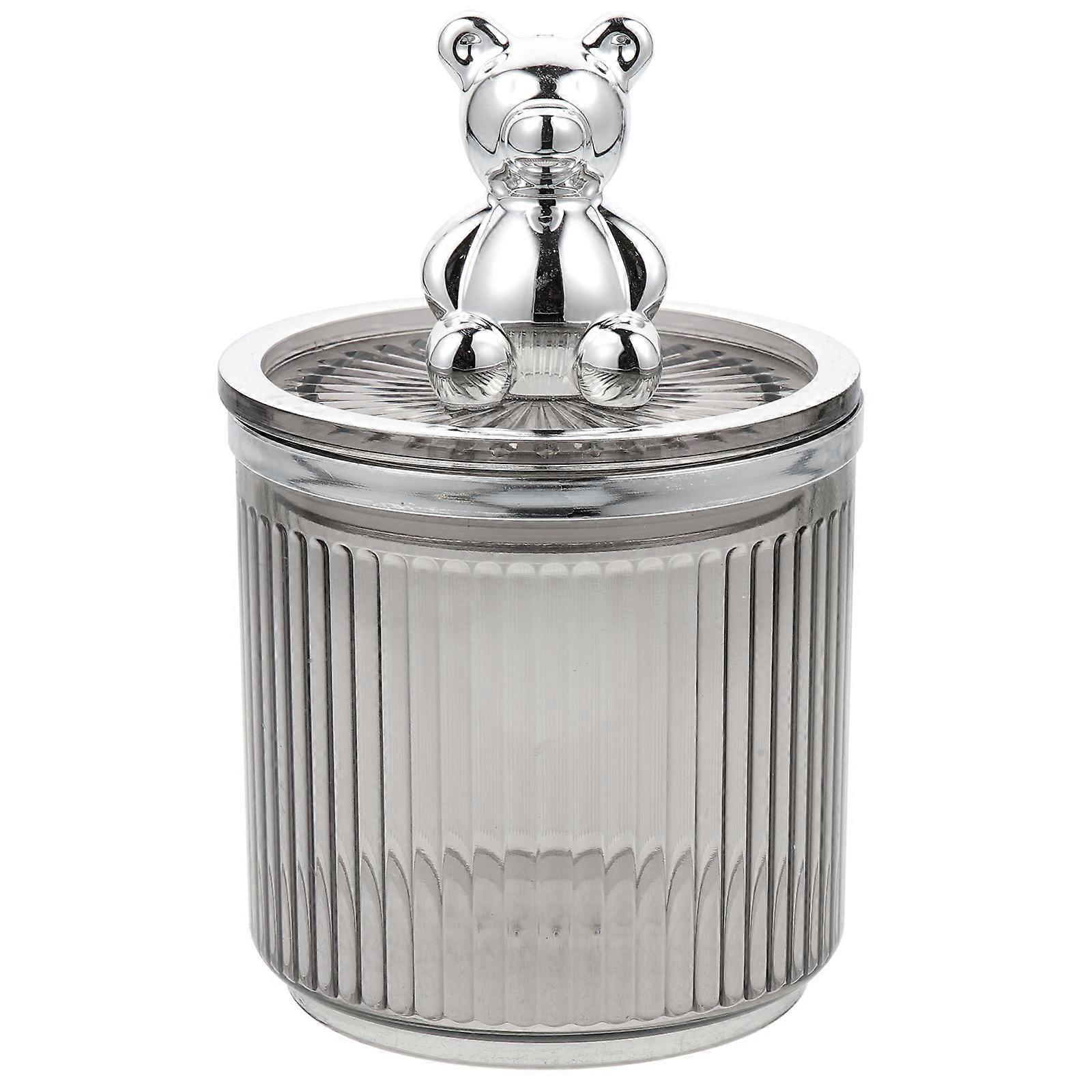 Bear Decor Toothpick Swab Container Cartoon Adorable Swab Holder Home Storage Jar