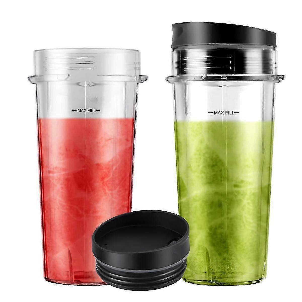 2er-Pack 16Oz Mixer-Ersatzbecher mit Schluckdeckeln, geeignet für bestimmte Mixermodelle