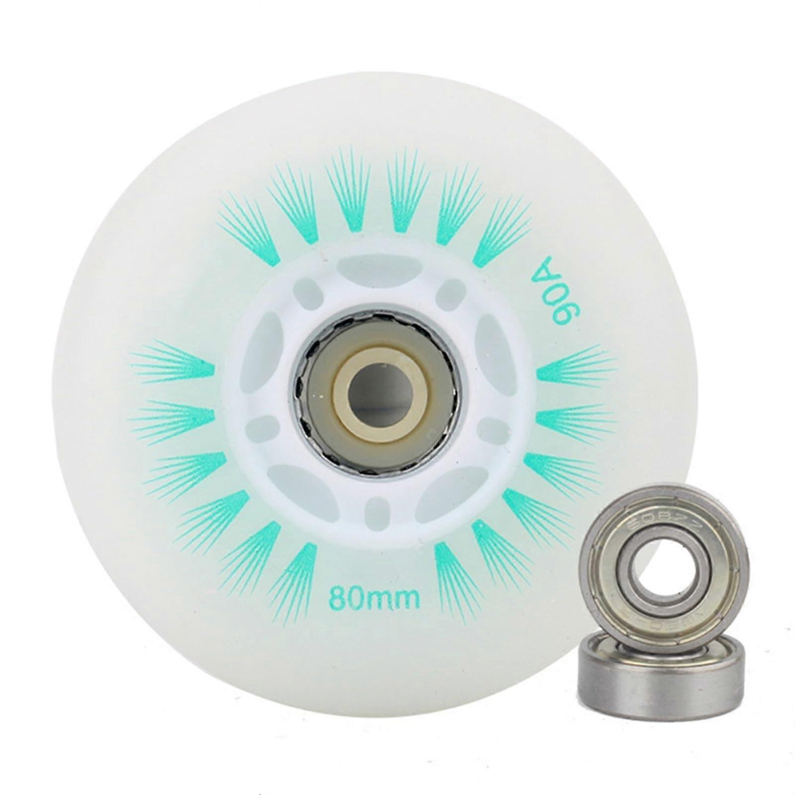 Glowing Wheels Inline Skate Flash Wheels with Magnetic Core Bearings, Green 110mm
