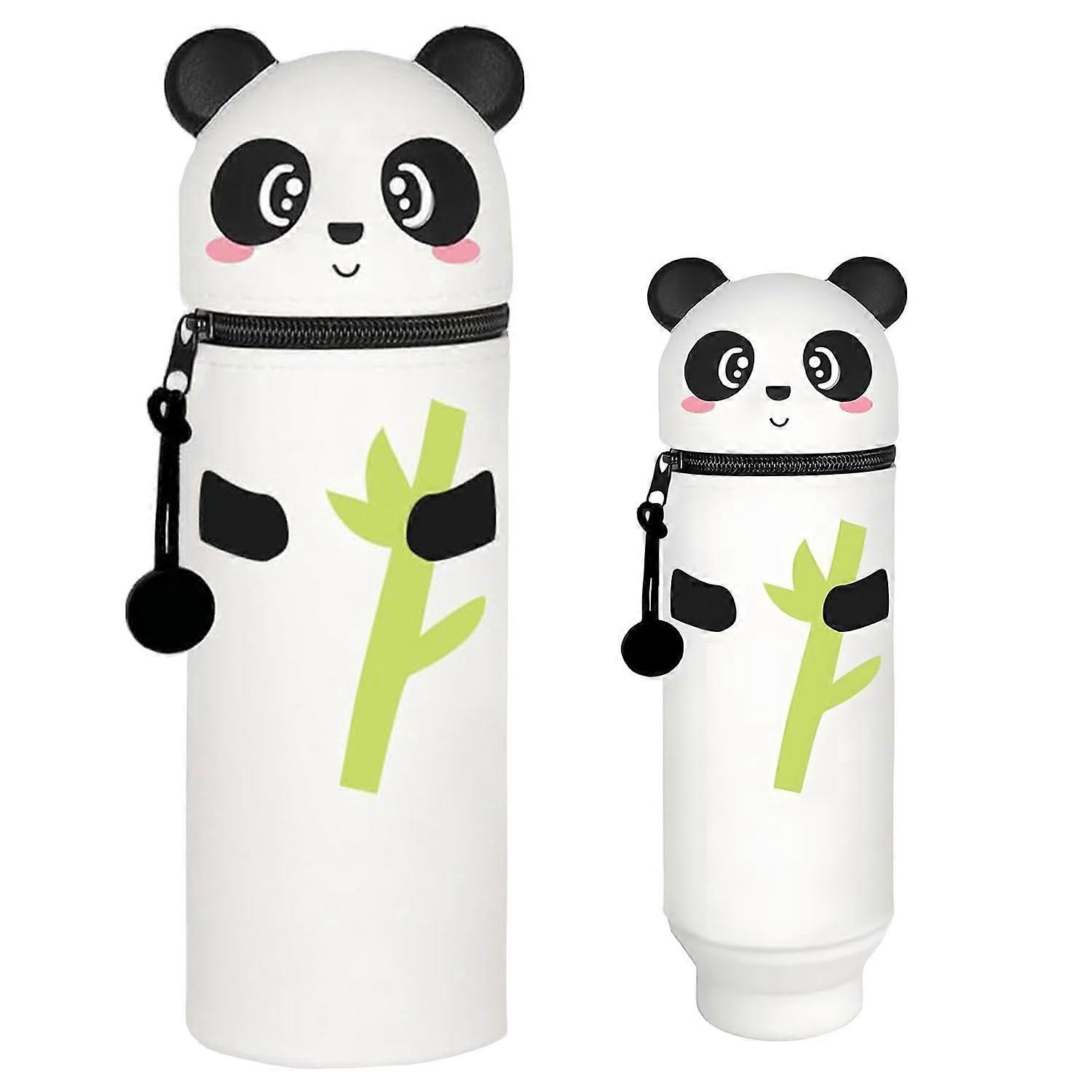 2 in 1 Soft Silicone Panda Pencil Case, Cute Animal Design, Portable, Durable, School Supplies, Multi-Functional
