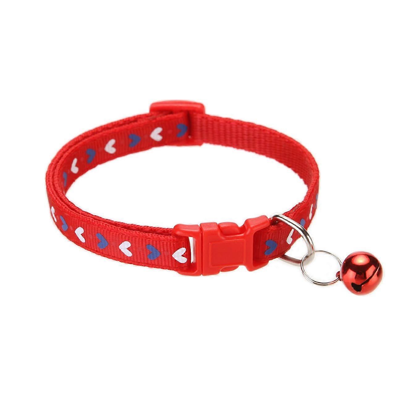 Cat collar with bell, heartshaped, red