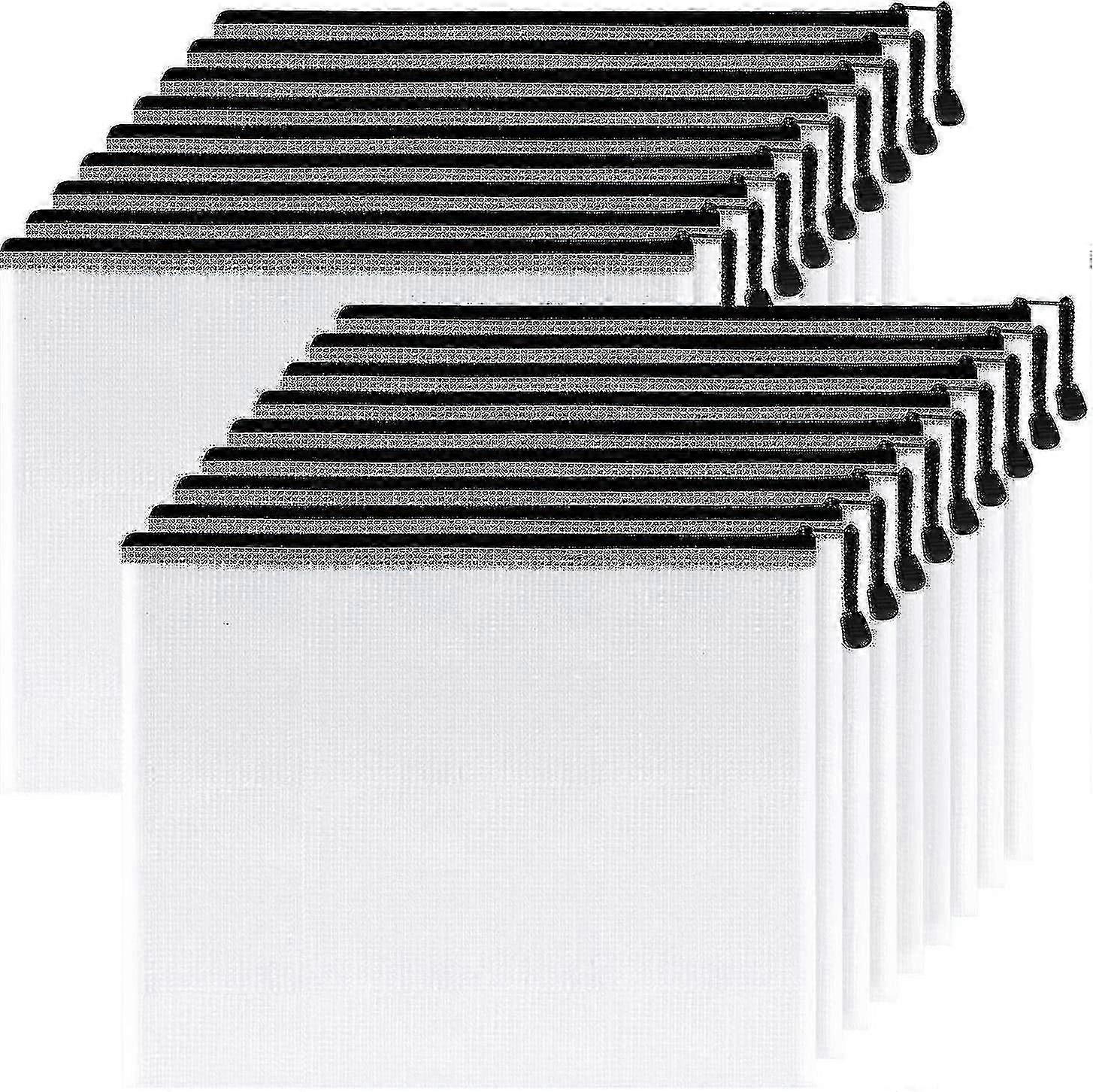 10pcs A3 Plastic Mesh Zipper Pouch Water-resistant Zip Bag for School and Office Organization
