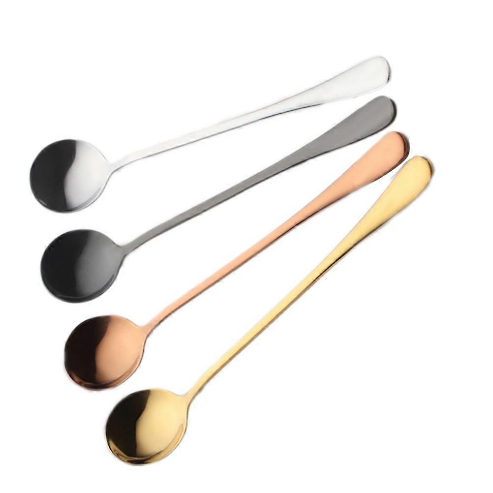 4 Piece Stainless Steel Long Handle Mixing Spoons for Coffee, Tea, Ice Cream & Dessert Modern Kitchen Serving Utensils for Gifting