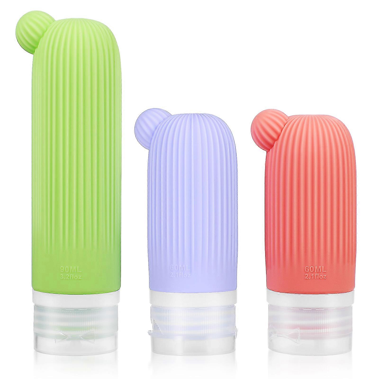 Dispenser Bottles For Liquids Travel Use Refillable Silicone Squeeze Bottle 60ml 3Pcs