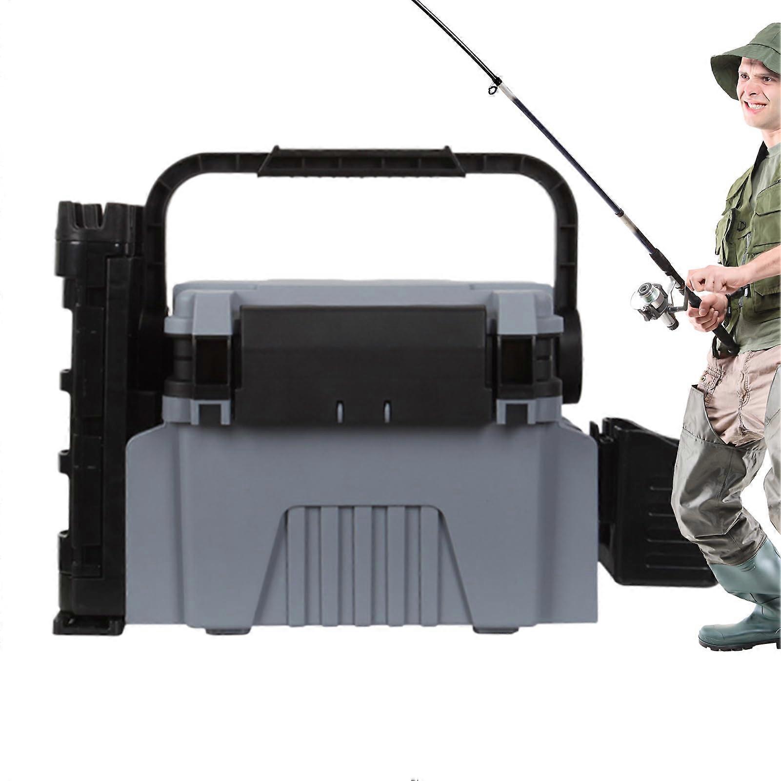 Large Bait Box Storage Solution with Organizer for Fishing Accessories, Multifunctional Organization Station for Beginners and Fishing Fans, Gray