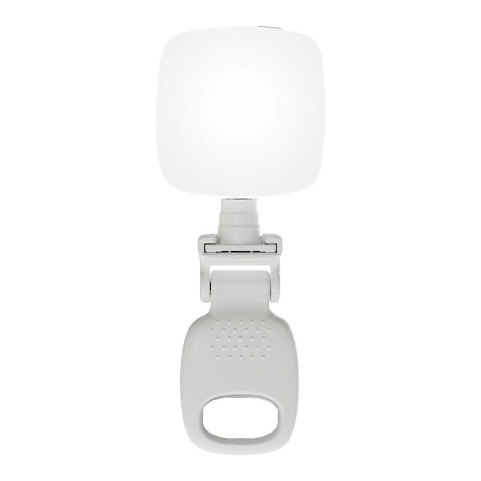 Mobile Phone Light with Clip 2700-6500K Selfie Light 3 Modes Adjustable 360 Degree Rotating Clip on Fill Light for Live White
