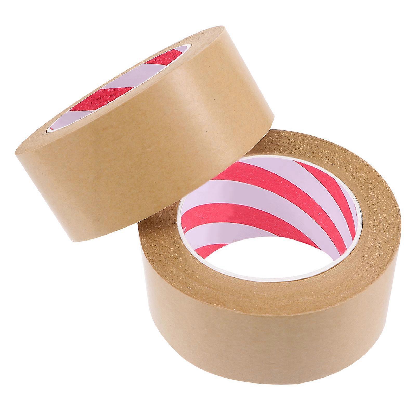 High Viscosity Kraft Paper Tape 2pcs, Light Brown, Strong Adhesive for Easy Water Sealing Packaging