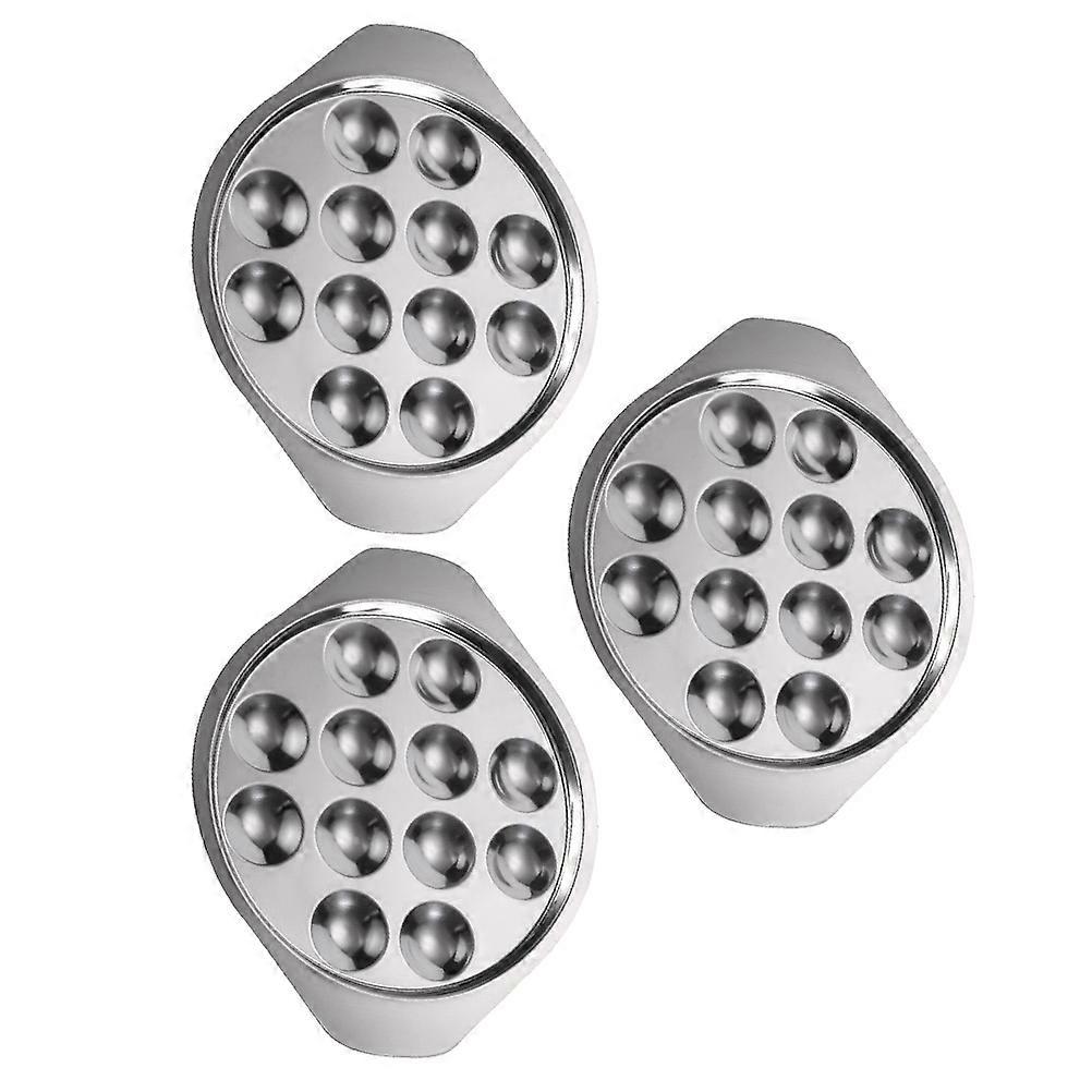 Stainless Steel Escargot Tray with Compartments 3pcs Set for Snails, Seafood, Appetizers, and Fruits Elegant Serving Plate for Fine Dining