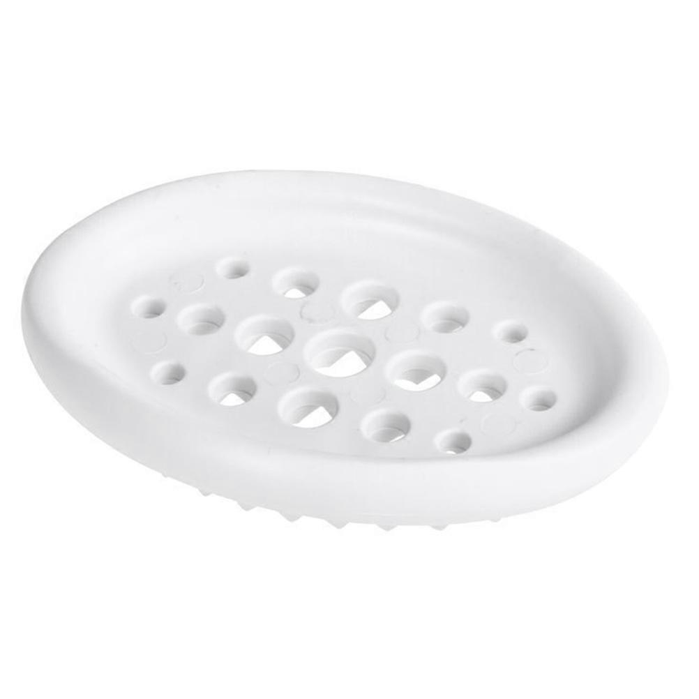 تخزين استنزاف الصابون صحن صينية المطبخ المستخدمين تصميم بسيط أبيض 4.3×2.8×0.8 بوصة 3 قطع