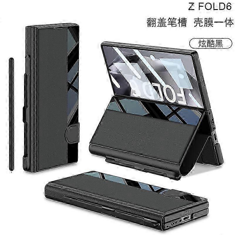For Z Fold 6 Case, Leather Case For Samsung Galaxy Z Flod 6 With S Pen Holder & Screen Protector Full Body Protective, NO Pen