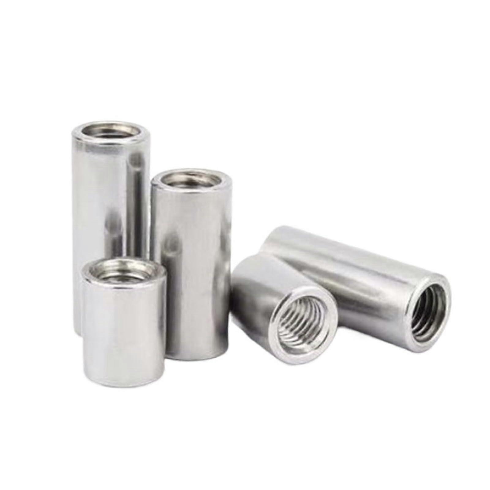 M3 M4 M5 M6 Long Rod Coupling Round Nut Threaded Nut Stainless Steel 304 for Lead Screw Tool, M4x15, 10pcs