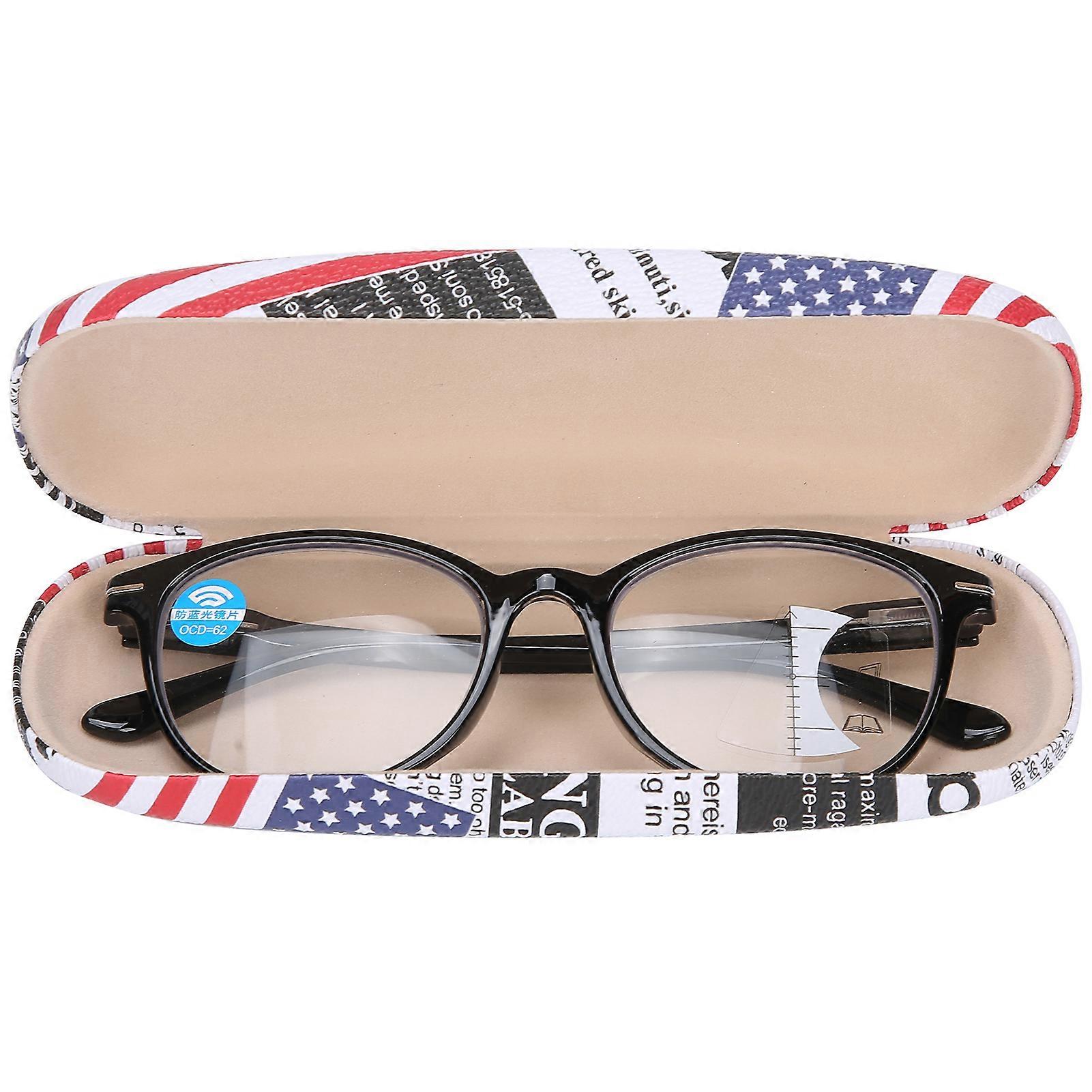 Black Blue Light Blocking Multifocal Reading Glasses Simple Presbyopic Glasses for Elderly(+250 )