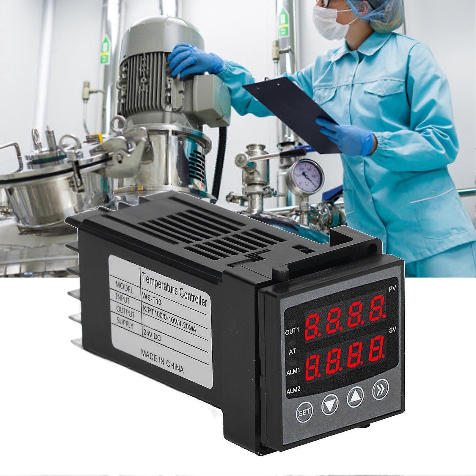 Temperature Controller PID Dual Digital Display Alarm Function Thermostat Temperature Control Device DC 24V 