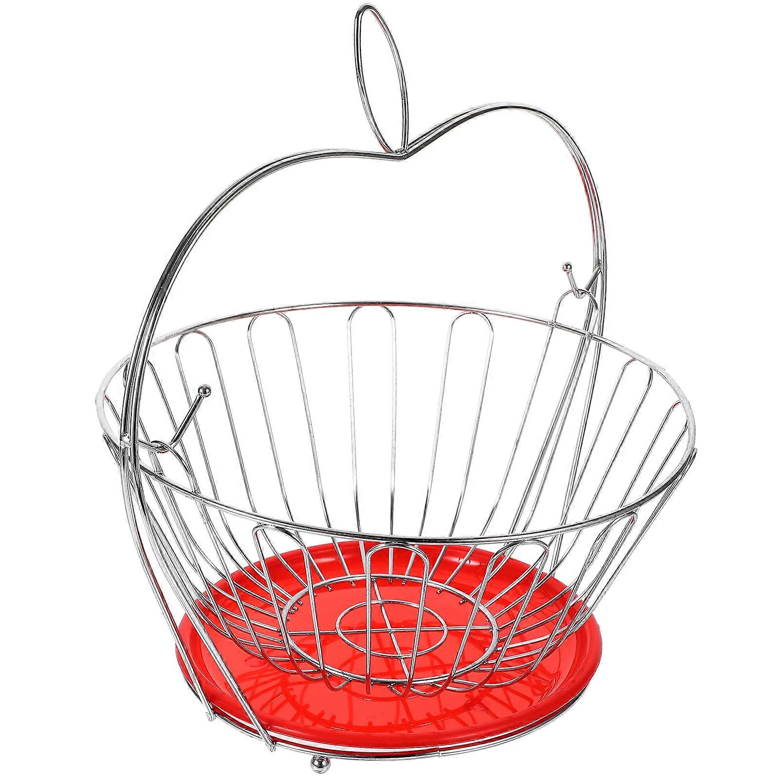 Stainless Steel Fruit Basket Shape Quick Draining Vegetable Storage For Kitchen Countertop Silver 1Pcs