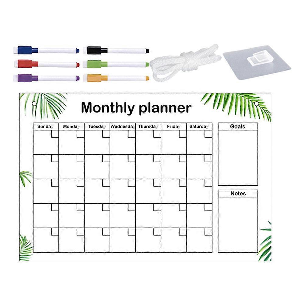Acrylic Wall Calendar For Fridge Whiteboard With 6 Marker Hook And Rope Daily Use 1Set